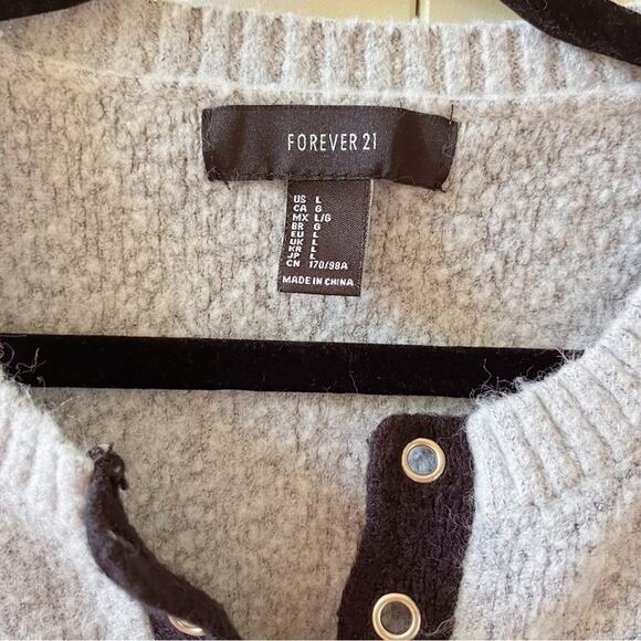 Forever 21 Oversized Lace-Up Sweater – Gray, Size Large 🖤 - Picture 4 of 4